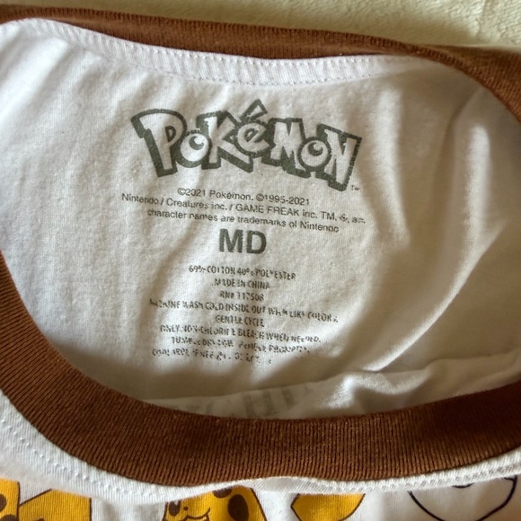 Pokemon Pikachu White and Brown T-Shirt - Picture 6 of 6